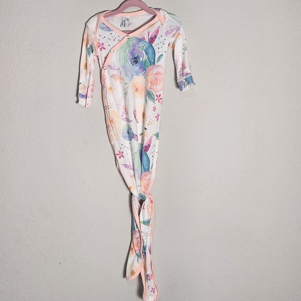 Copper Pearl Newborn Knotted Gown Floral Watercolor Sleep Sack Baby Girl Swaddle
